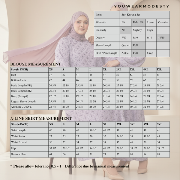 Suri Kurung Set - Dusty Blue