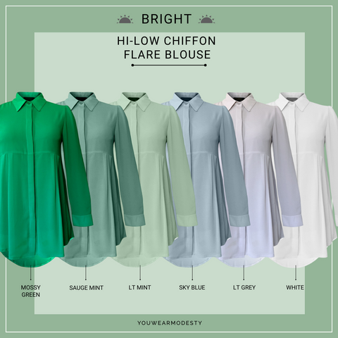 Basic Hi-Low Chiffon Flare Blouse - Bright