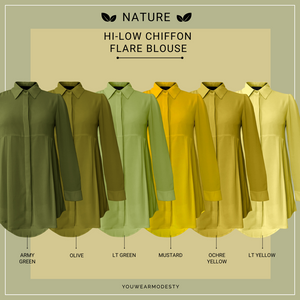 Basic Hi-Low Chiffon Flare Blouse - Nature