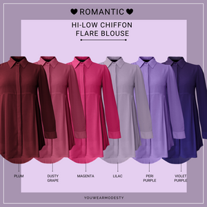 Basic Hi-Low Chiffon Flare Blouse - Romantic