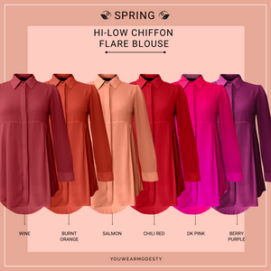 Basic Hi-Low Chiffon Flare Blouse - Spring