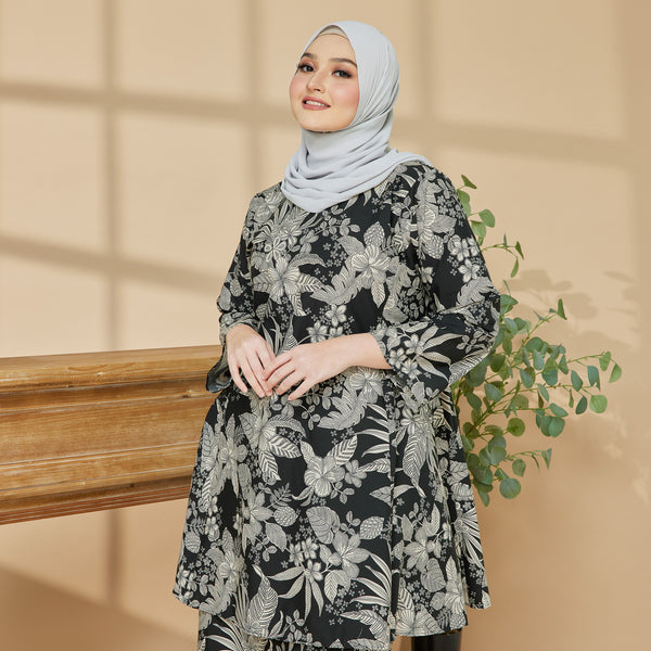 Habib Traditional Batik Kurung Set - Black Floral
