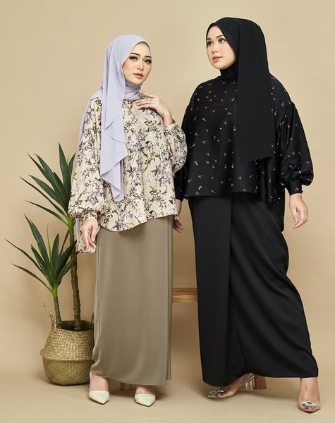 Hajra Kurung Set - Black