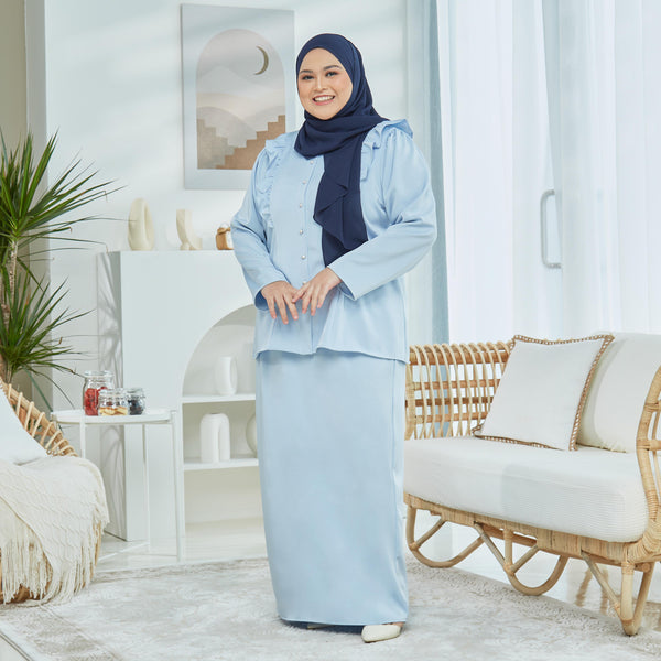 Amadi Ruffle Satin Kurung Set