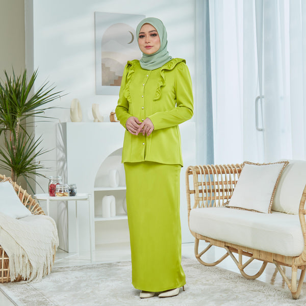 Amadi Ruffle Satin Kurung Set