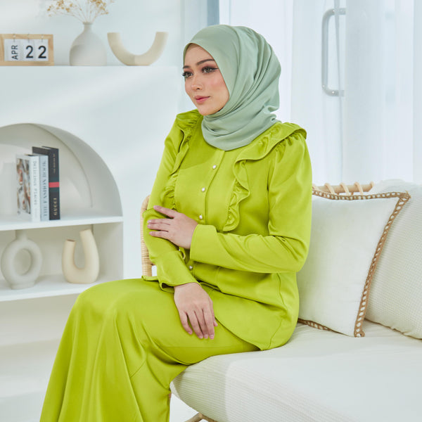 Amadi Ruffle Satin Kurung Set