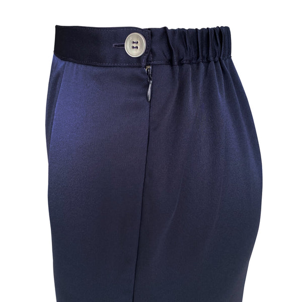 Tapered Satin Skirt - Navy Blue II