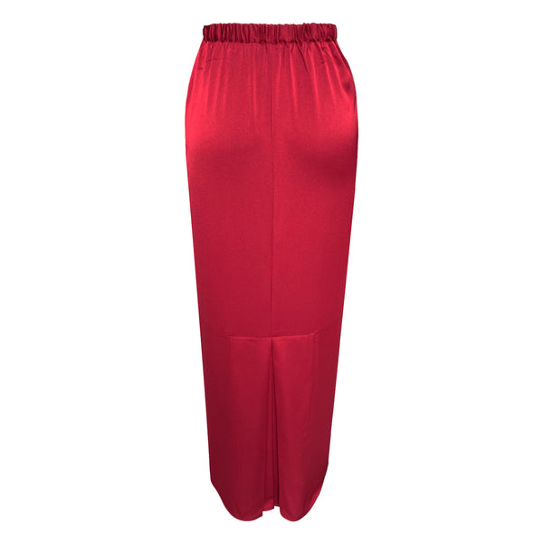 Tapered Satin Skirt - Amara Red