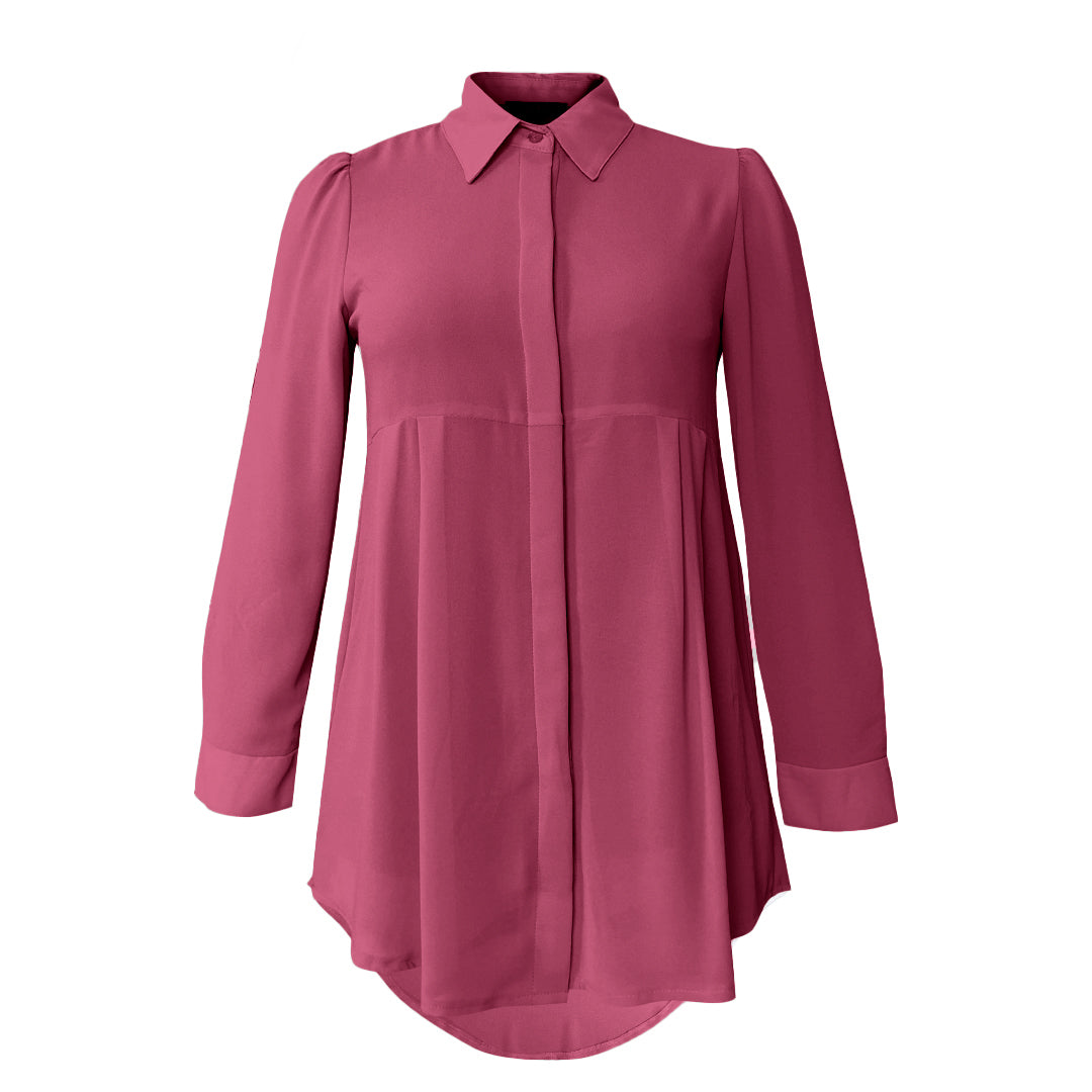 Basic Hi-Low Chiffon Flare Blouse - Spring