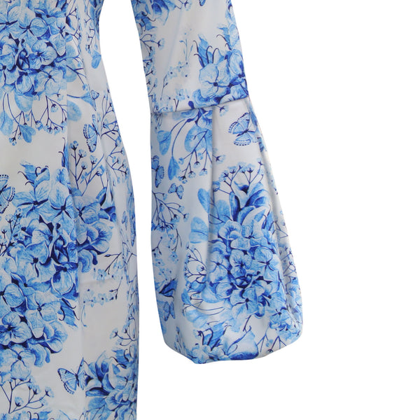 Clover Maxi Flare Skirt Kurung Set - Blue