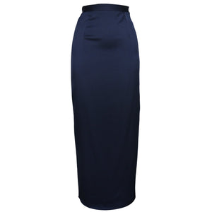 Tapered Satin Skirt - Navy Blue II