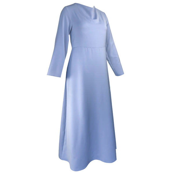 Wardee Drape Neck Dress - Carolina Blue