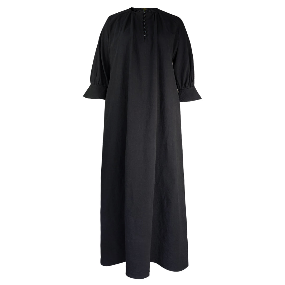 Nahyan Cotton Linen Dress - Black