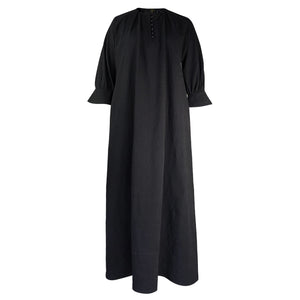 Nahyan Cotton Linen Dress - Black