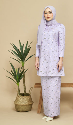 Calla Tapered Kurung Set – Lilac Floral