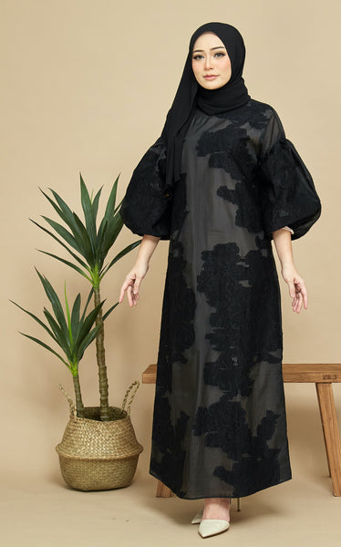 Laila Maxi Dress - Black Jacquard