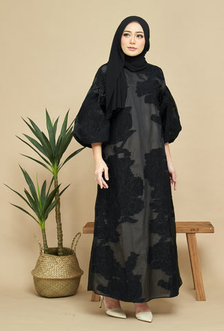 Laila Maxi Dress - Black Jacquard